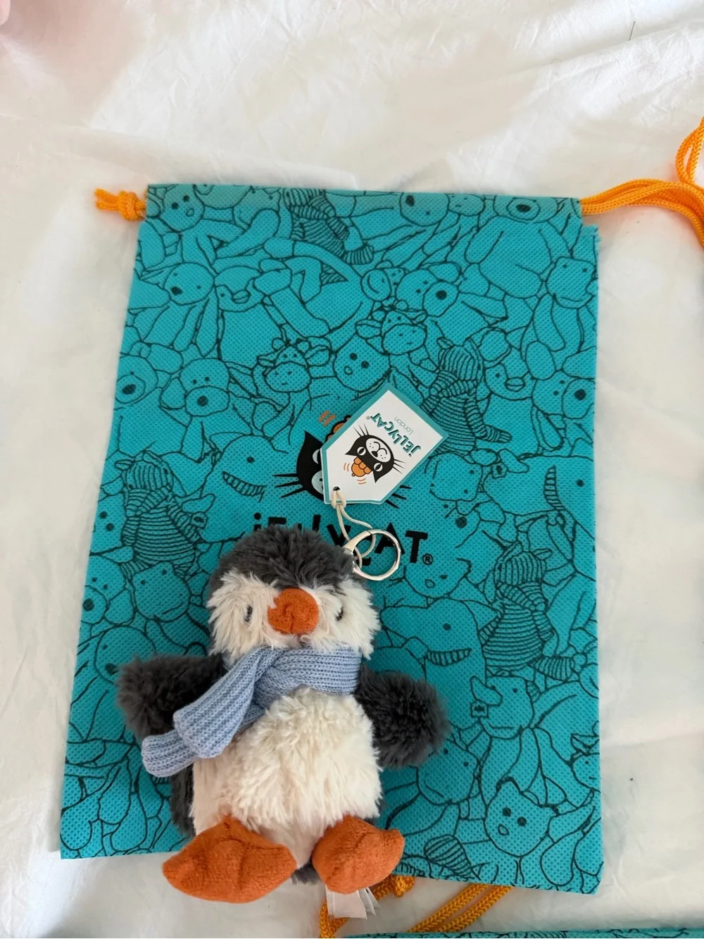 Jellycat Teal Plush Penguin Keychain - Teal